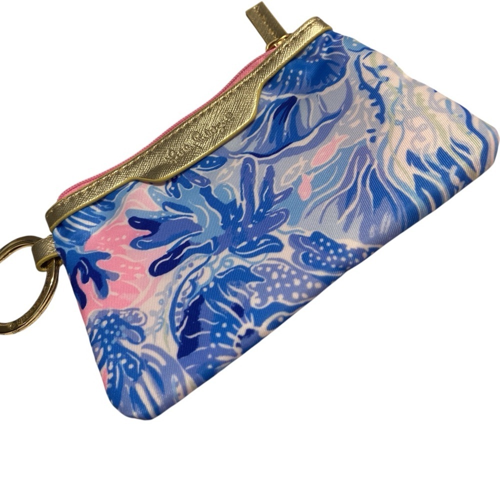 Lilly Pulitzer Pink and Blue Key Card Holder with Tropical Print